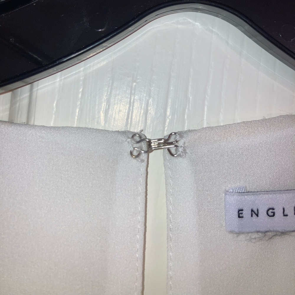 White Ruffle Front English Factory Drop Waist Mini Dress - Picture 6 of 6
